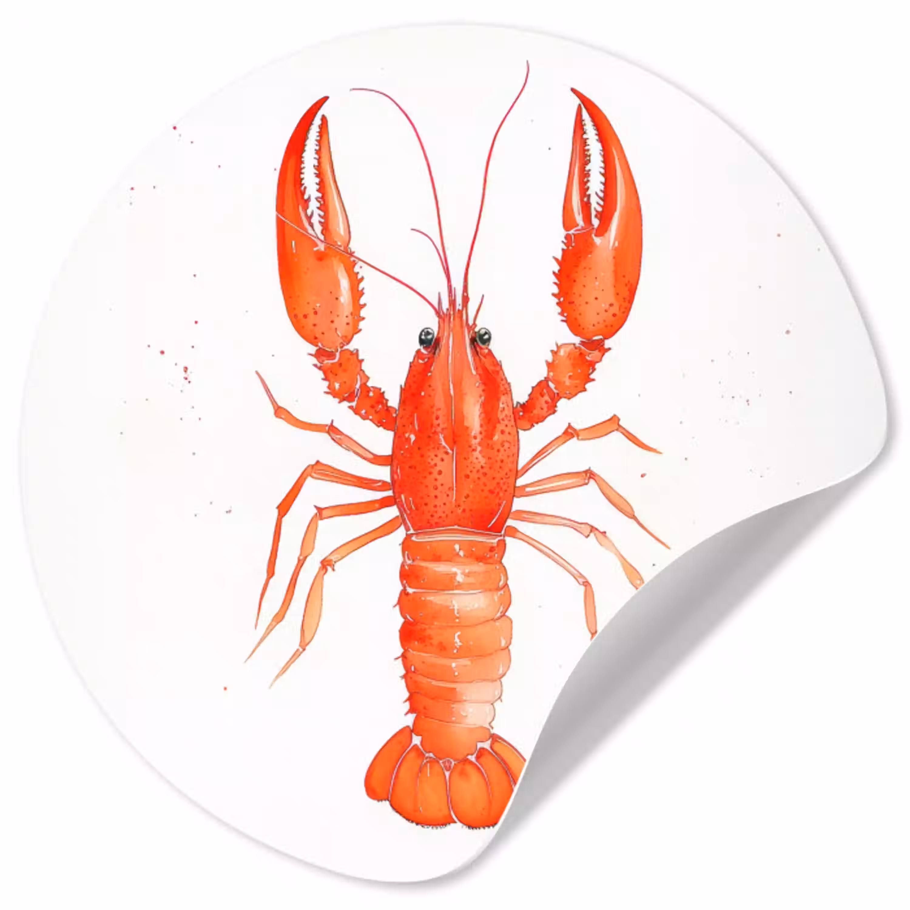 Kreeft - Waterverf - Aquarel - Oranje Wandcirkel behangsticker klein -3d
