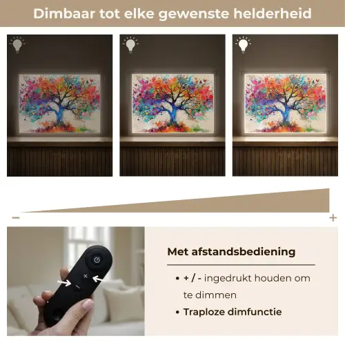 Levensboom - Natuur - Kleurrijk - Boom Light Box met batterij (Wandlamp) middel -USP_dimbaarNL