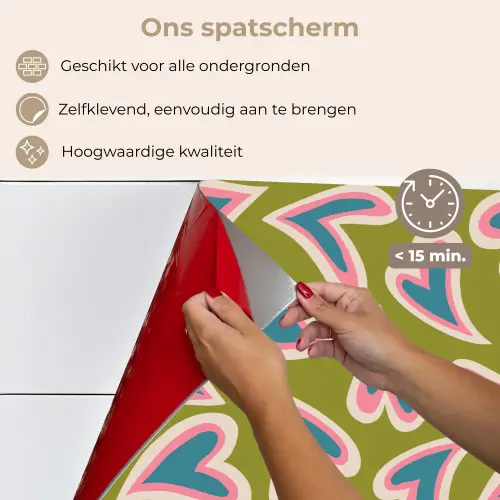 Groen - Retro - Hartjes - Patroon keuken achterwand spatscherm klein 900 -spatscherm_NL