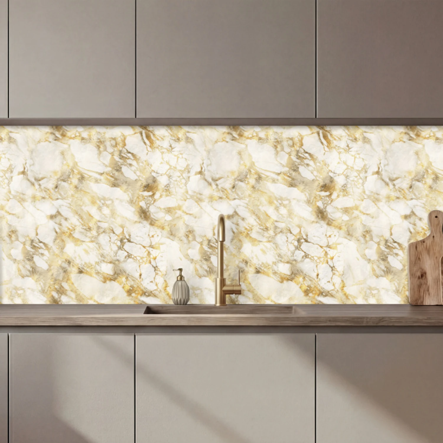 Warm - Gouden - Marmer - Patroon keuken achterwand 2 middel 871 zz_3dshopping