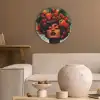 Vrouw - Chocolade - Frambozen - Aardbeien - Koekjes Akoestische PET Vilt - Rond klein -sfeer1