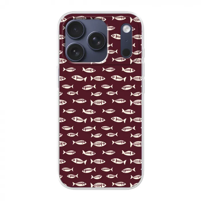 Vissen - Grafisch - Patroon - Donker Telefoonhoesje iPhone 17 Pro klein 878 -3d