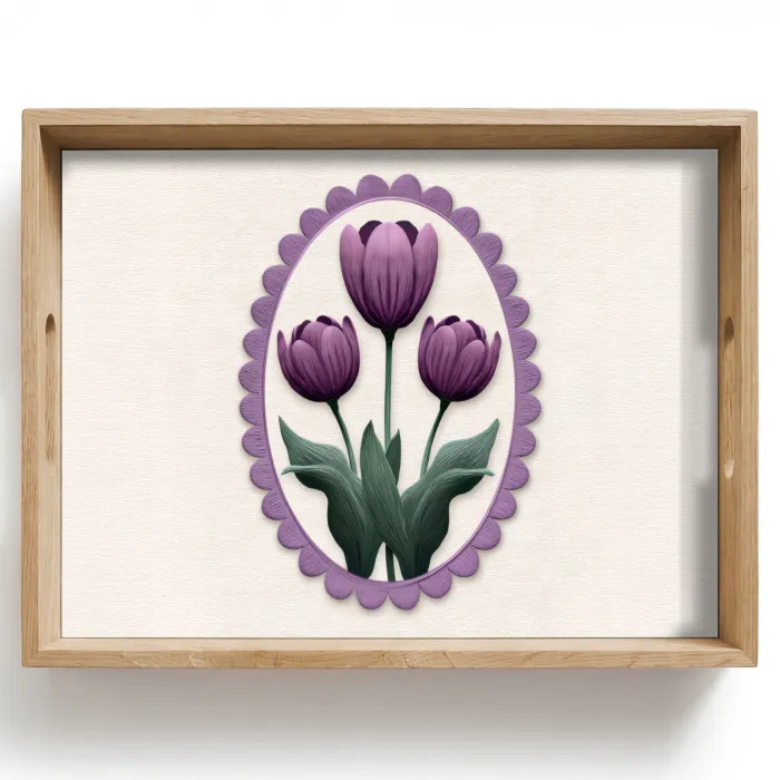 Tulpen - Paars - Lijst - Bladeren Dienblad Rechthoek middel -z3d_shopping