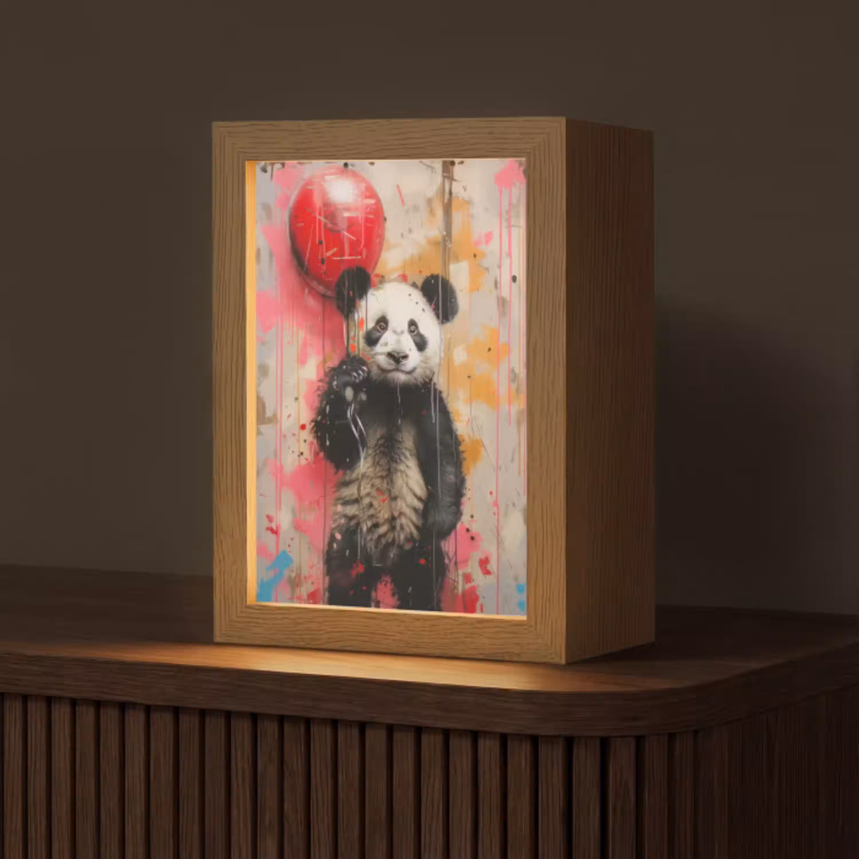 Graffiti - Panda - Ballon - Street art - Dier Light Box met kabel (Tafellamp) klein -z3d_website