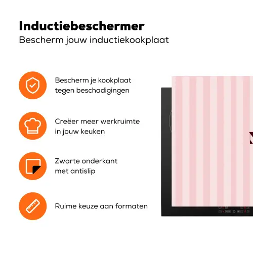 Nice - Strepen - Roze Inductie beschermer vinyl 3mm klein -zzzzzzz-td-ups