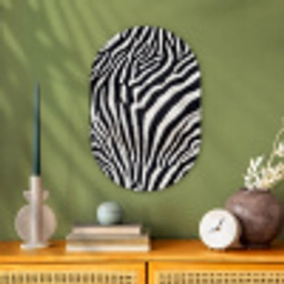 Zebra - Vacht - Klassiek - Zwart - Wit Wandcirkel Ovaal Forex klein -sfeer2