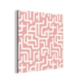 Doolhofpatroon - Roze - Wit - Abstract aluminium wit klein 46 -3d