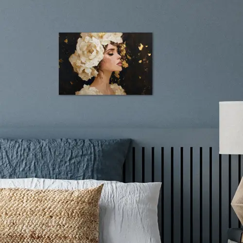 Abstract - Vrouw - Bloemen - Wit poster papier klein -sfeer2