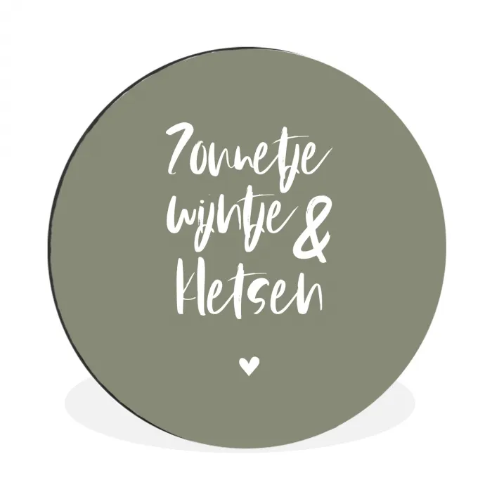 Zomer - Tekst - Zonnetje, wijntje & kletsen - Quotes Wandcirkel aluminium klein -3d