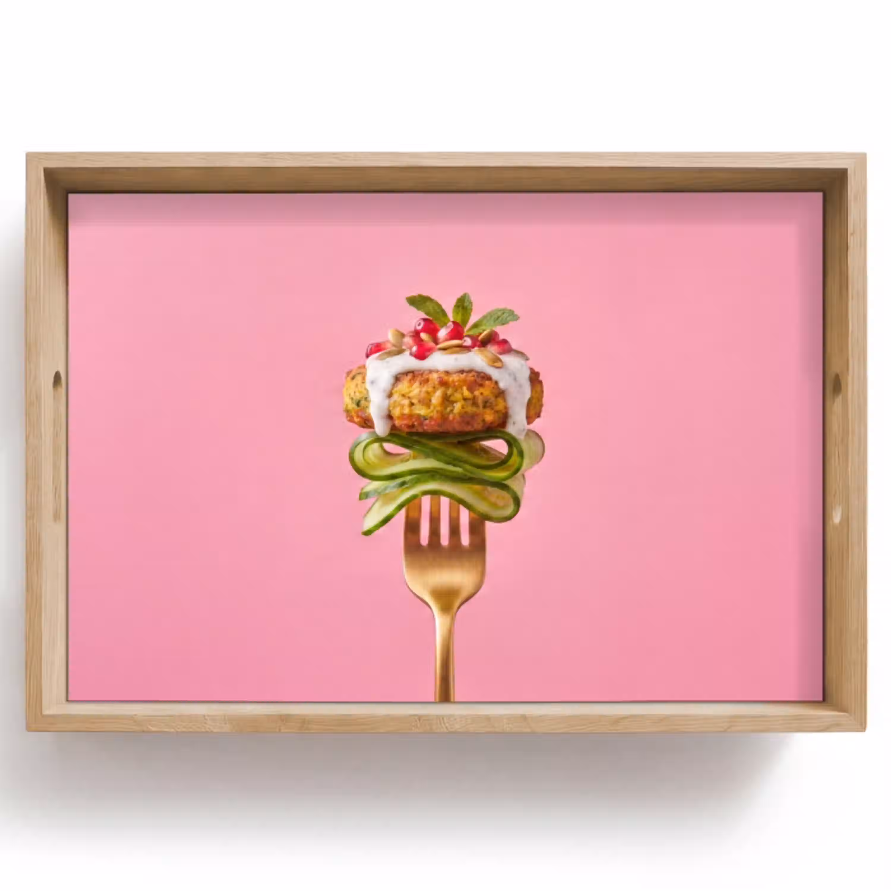 Eten - Vork - Roze Dienblad Rechthoek middel -z3d_shopping