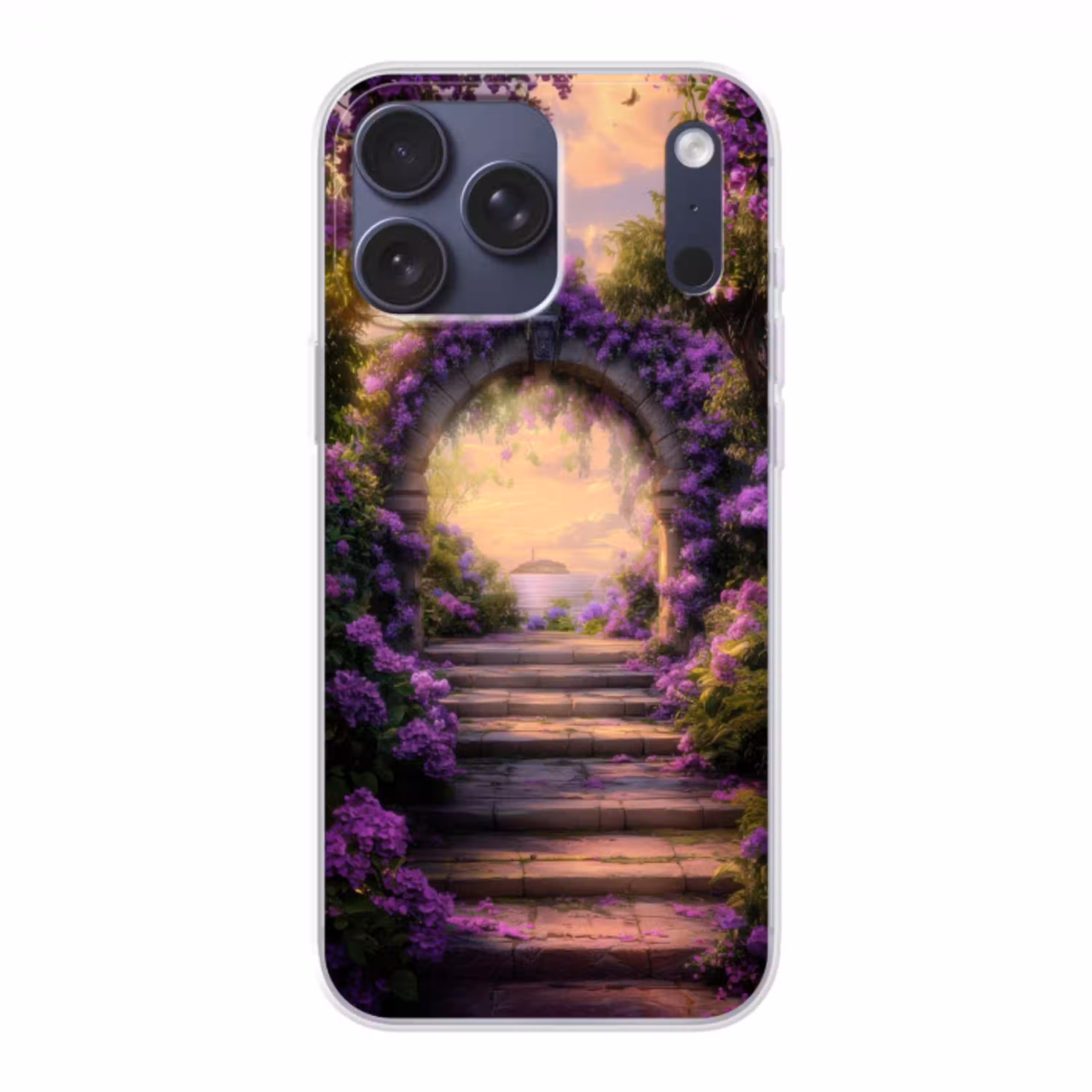 Poort - Paars - Bloemen Telefoonhoesje iPhone 17 Pro Max klein -3d