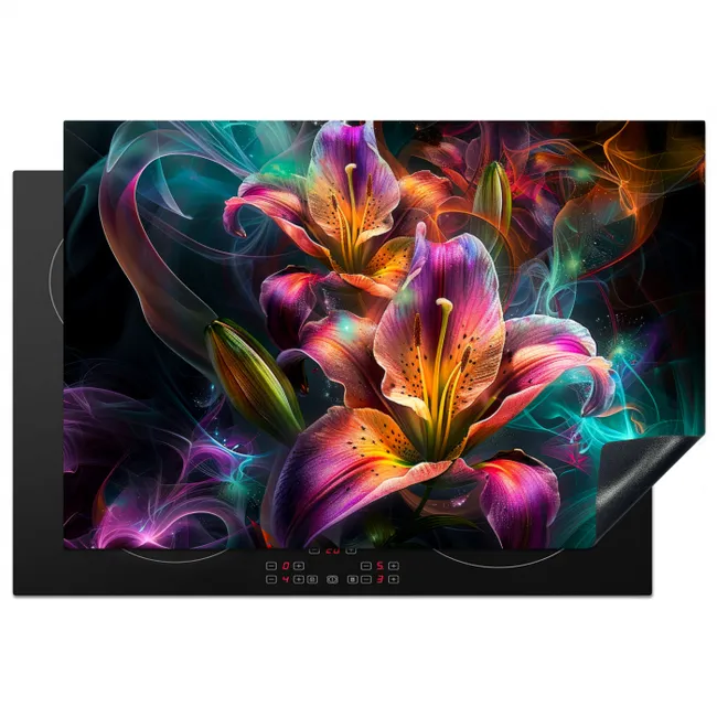 Spectaculaire Lelie Lichtshow Inductie beschermer vinyl 3mm klein -3d