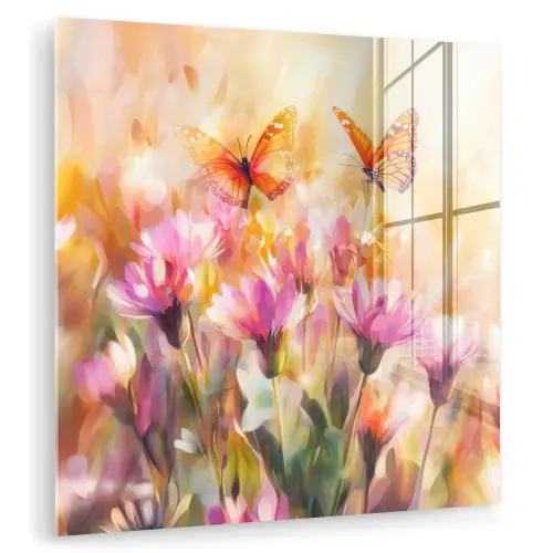 Vlinders - Oranje - Bloemen plexiglas 5mm klein -zzzproduct_nieuw