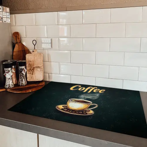 Koffie - Schotel - Koffiebonen - Retro Inductie beschermer vinyl 3mm klein -sfeer3