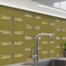 Libellen - Patroon - Groen keuken achterwand 2 middel 865 -zzzz3d_schuin