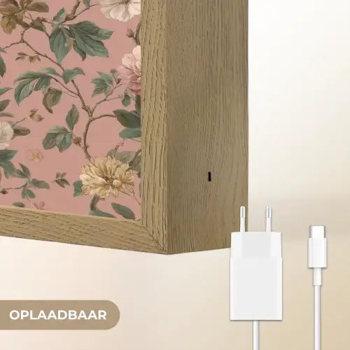 Bloemen - Klassiek - Roze Light Box met batterij (Wandlamp) middel 907 -USP_websiteoplaadbaarNL