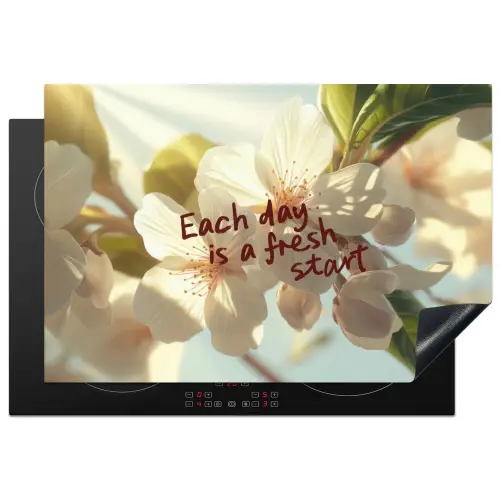 Bloesems - Zonlicht - Quote - Wit Inductie beschermer vinyl 3mm klein -3d