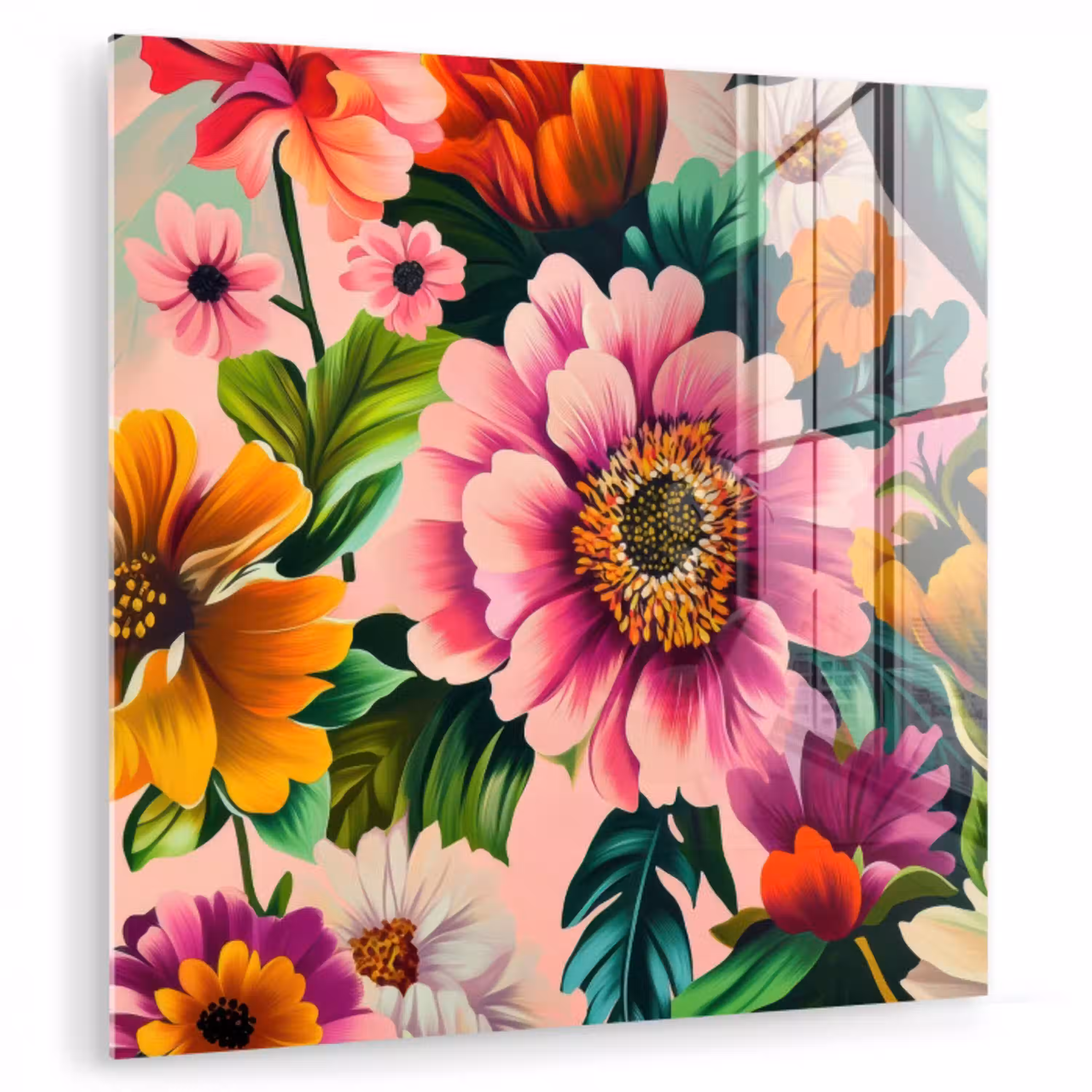 Bloemen - Kleurrijk - Roze plexiglas 5mm klein -zzzproduct_nieuw