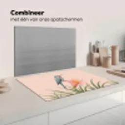 Vogel - Bloem - Natuur - Roze Inductie beschermer vinyl 3mm klein -wsfeer7_website
