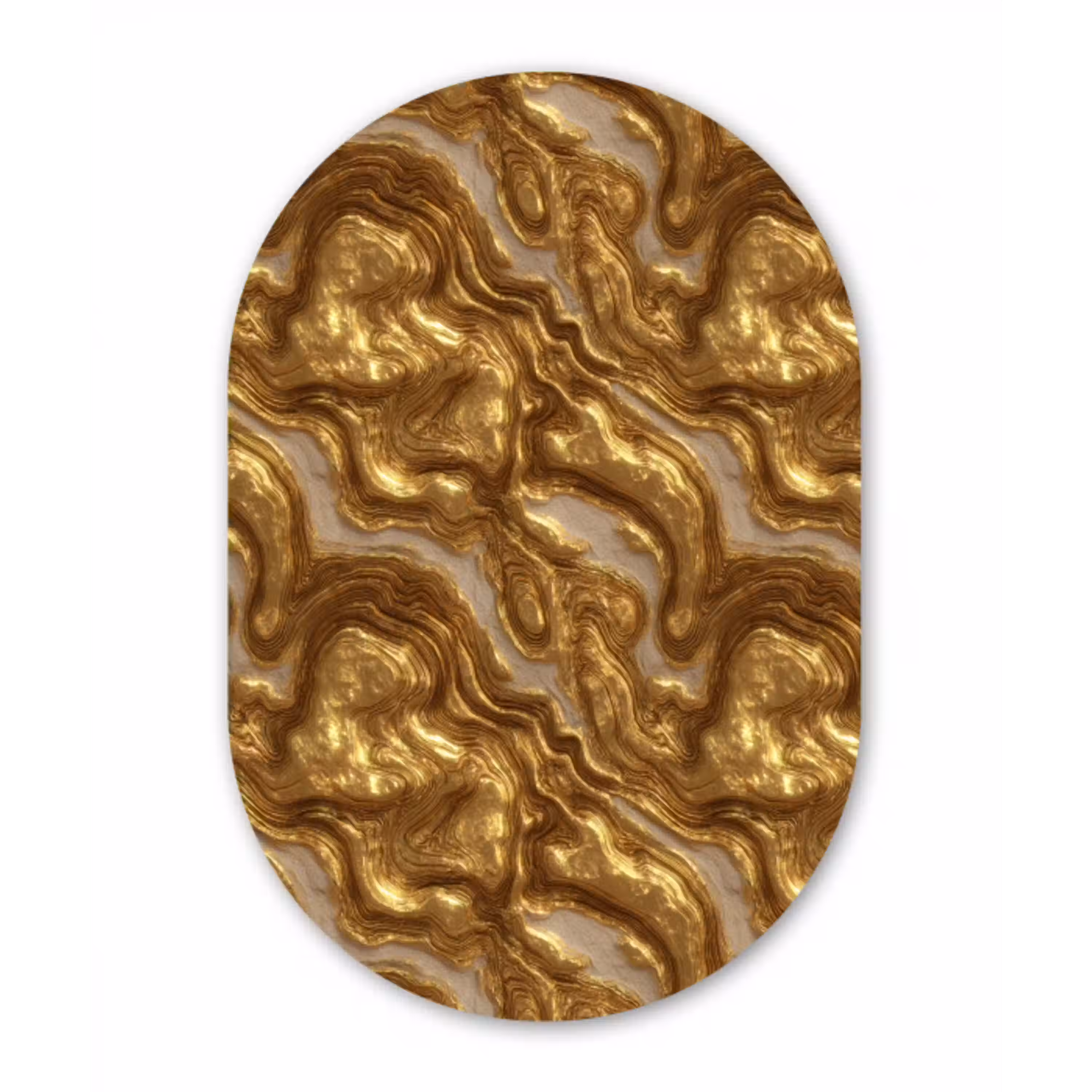 Golven - Organisch - Goud - Crème Wandcirkel Ovaal Forex klein 630 -3d