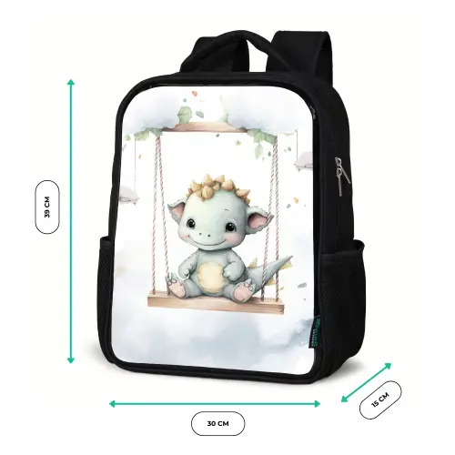 Draak - Baby dier - Kinderen Rugzak - Zwart middel -productfoto_formaten