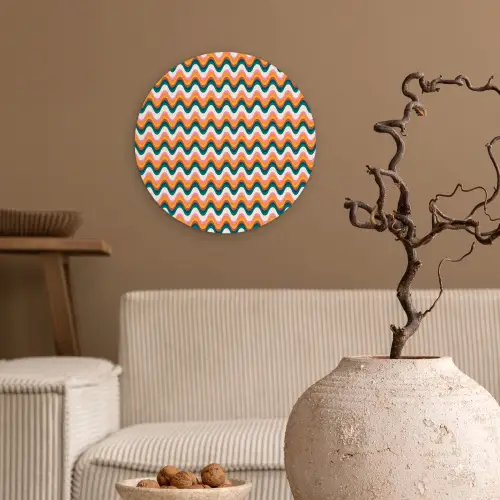 Retro - Disco - Golven - Kleur Wandcirkel kunststof plaat 5mm dik klein 188 -sfeer1