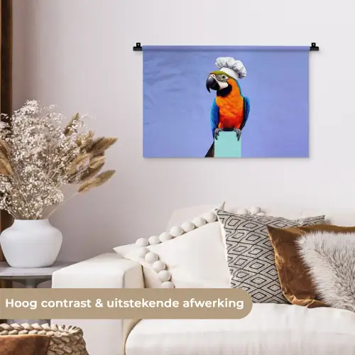 Papegaai - Koksmuts - Vogel - Leuk Wandkleed katoen klein -sfeer1