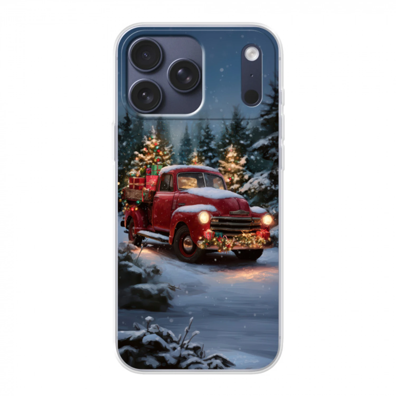 Kersttruck - Sneeuwbos - Rood Telefoonhoesje iPhone 17 Pro Max klein -3d