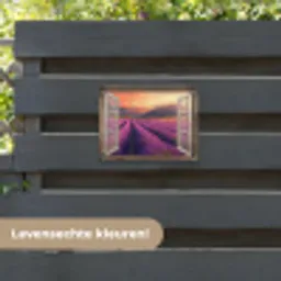 Doorkijk - Lavendel - Landschap - Bloemen - Paars tuinposter los doek klein -sfeer3