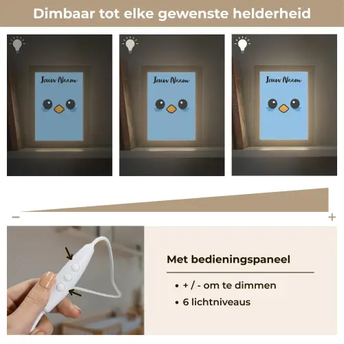 Vogel - Blauw - Gezicht Light Box met kabel (Kinderlampje) klein -USP_dimbaarNL