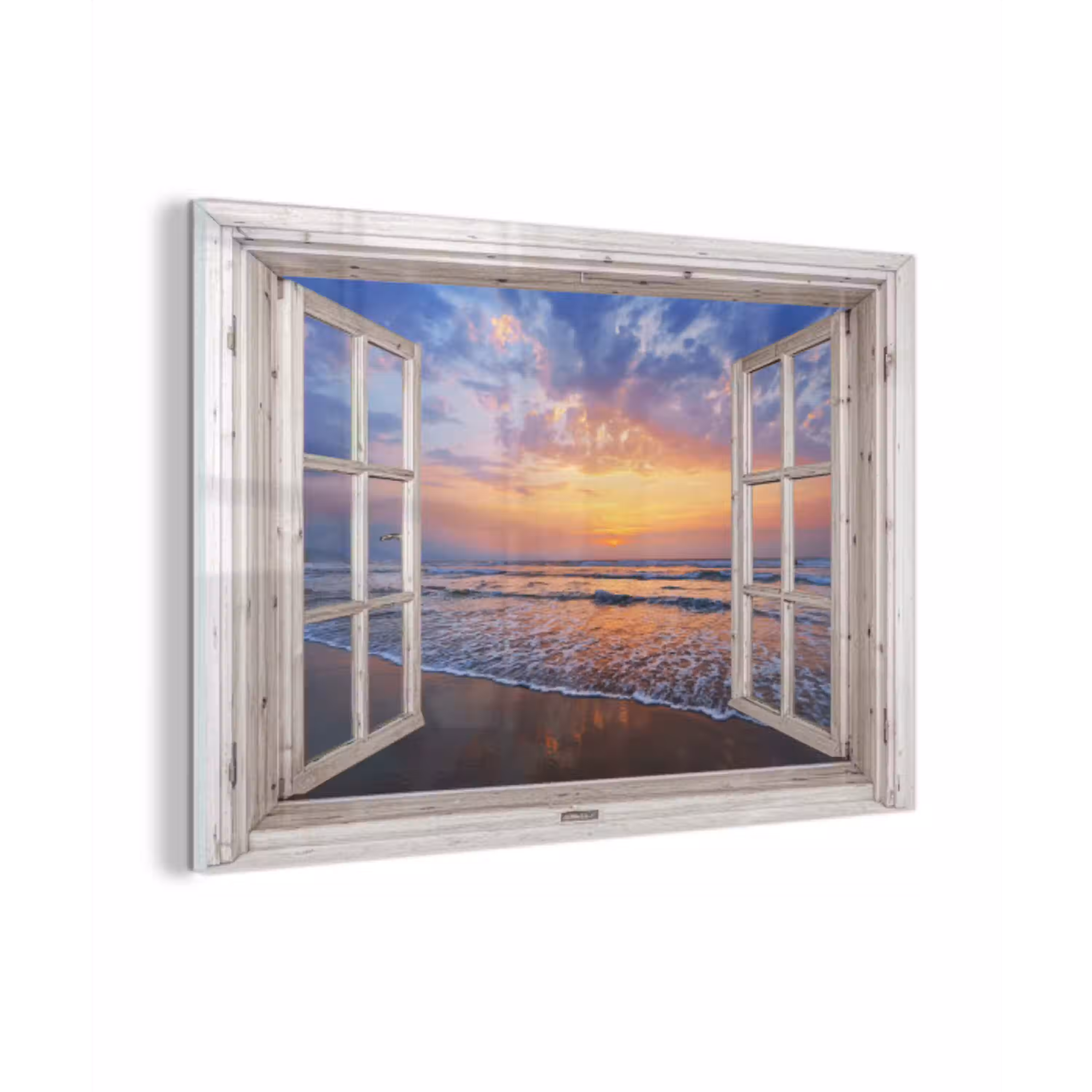 Doorkijk - Zee - Strand - Zonsondergang - Blauw plexiglas 5mm klein -z3d