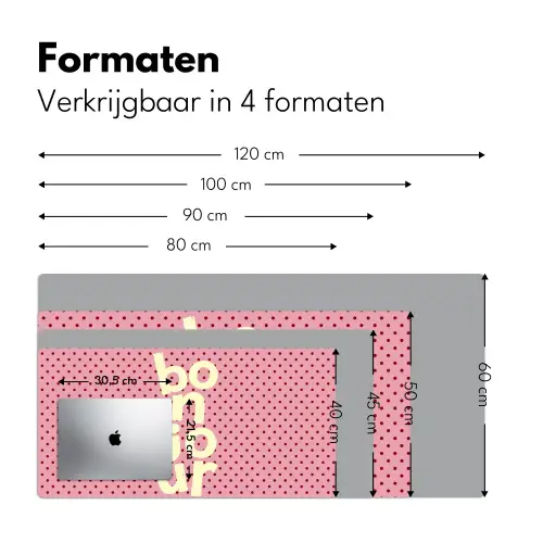 Bonjour - Stippen - Roze- Geel Muismat XXL klein -sfeer5