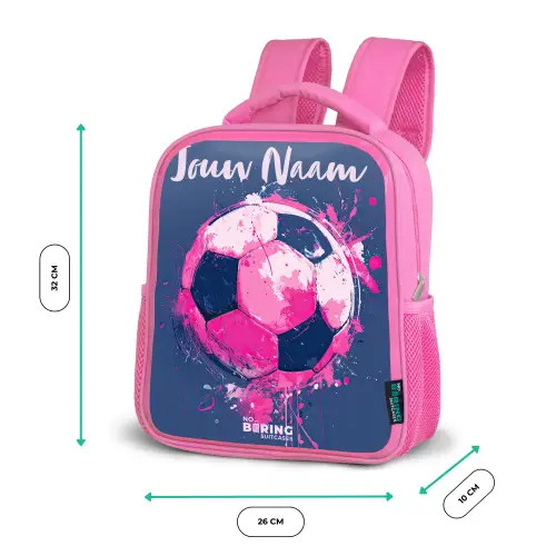 Voetbalvibes - Verf - Roze - Blauw Kinderrugzak - Roze middel -productfoto_formaten