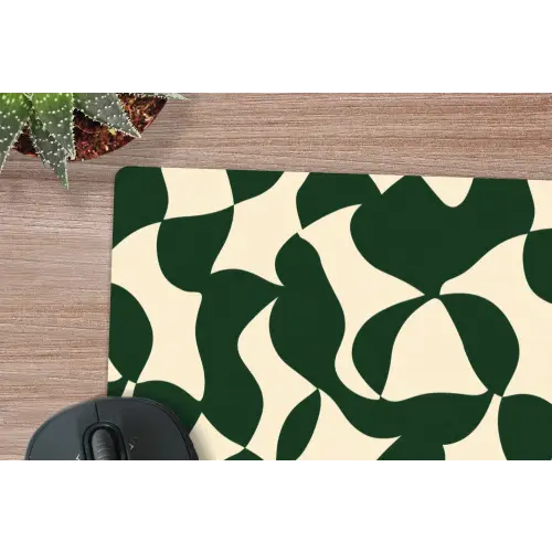 Groen - Organische vlakken - Crème muismat rubber klein 262 -closeup