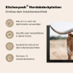 Texas Longhorn - Kalf - Weide - Dieren Inductie beschemer met haakjes klein -ky-usp-de