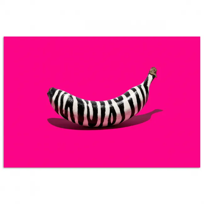 Poster - Banaan - Zebraprint - Roze