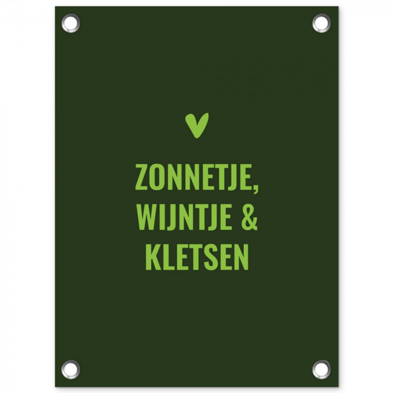 Donkergroen - Quote - Zon - Zomer tuinposter los doek klein -3d