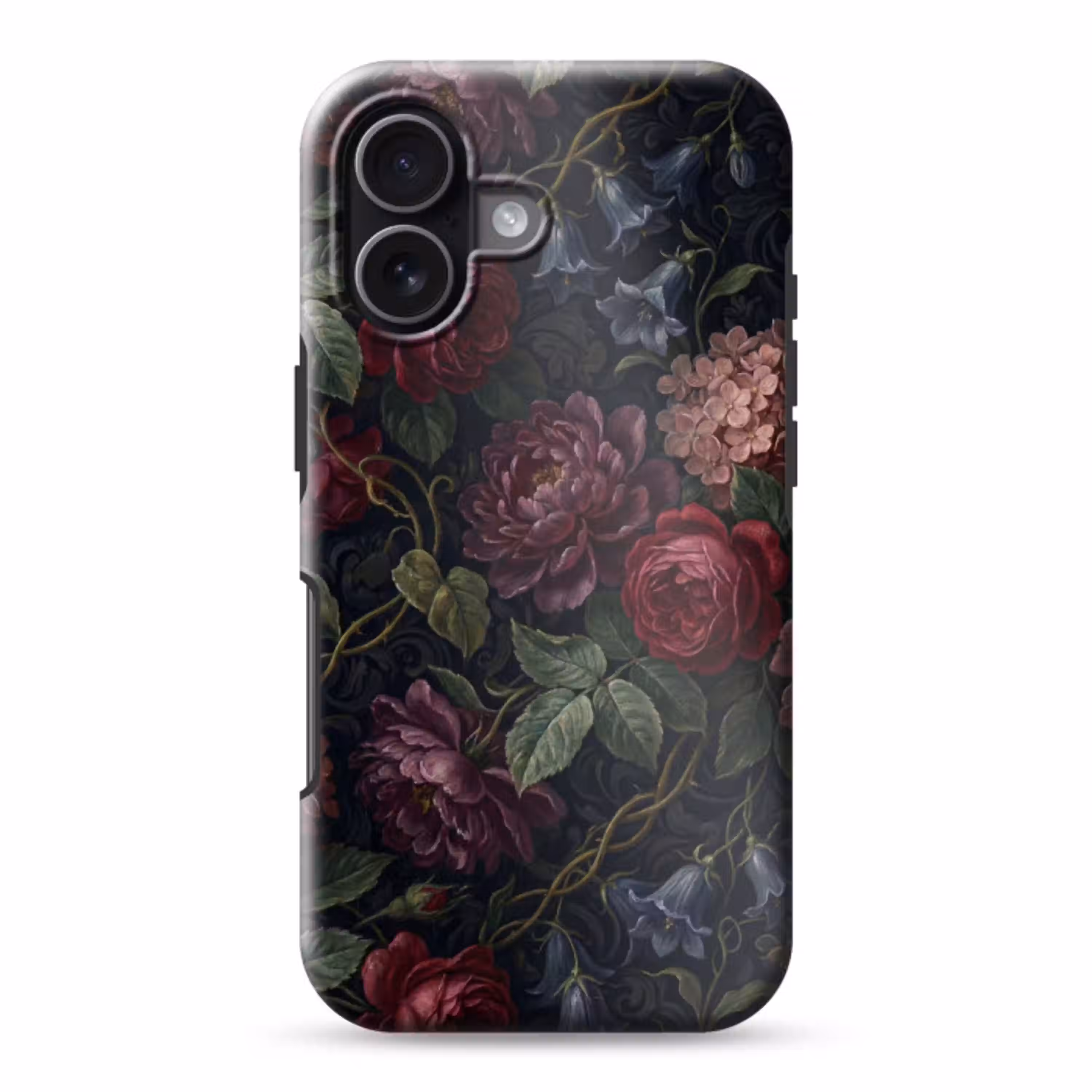 Bloemen - Rood - Klassiek - Donker - Patroon Toughcase MagSafe Apple iPhone 17 klein -3d