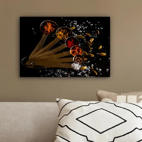 Kruiden - Lepels - Zout - Specerijen - Zwart canvas 2cm klein -sfeer3