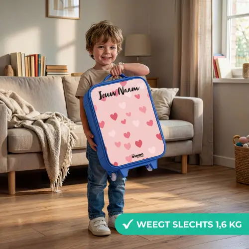Hartjes - Patroon - Roze Kinderkoffer - Blauw klein -sfeer2_NL
