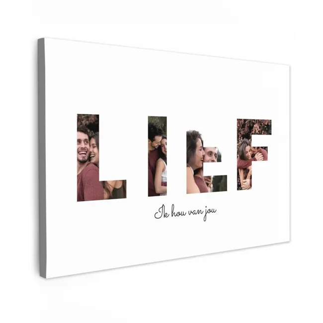 Gepersonaliseerd buiten canvas - Lief - Lettercollage