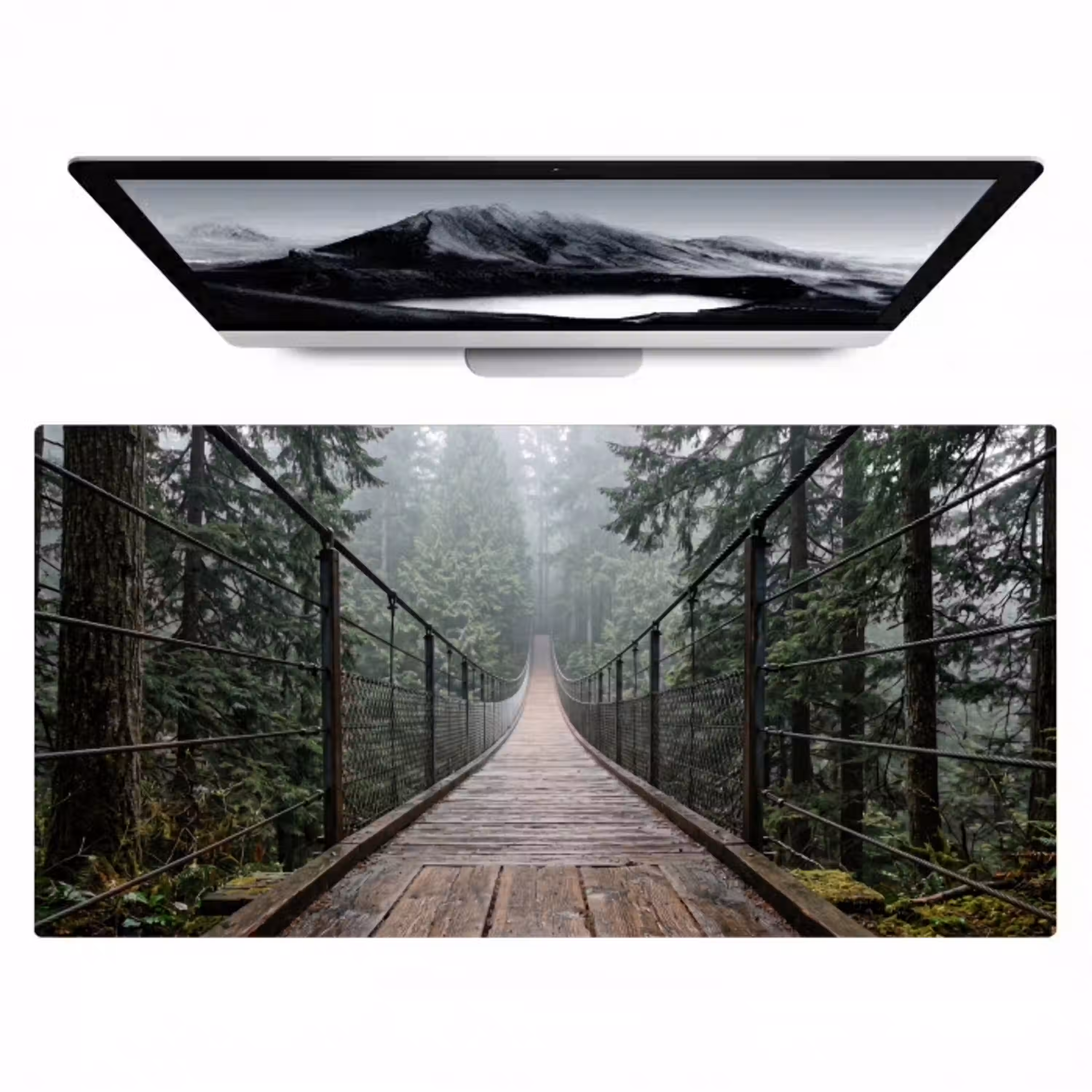 Brug - Bos - Mist - Natuur Muismat XXL klein -zzz3d