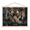 Tijger - Dieren - Portret - Luxe - Zwart textielposter latten blank klein -3d
