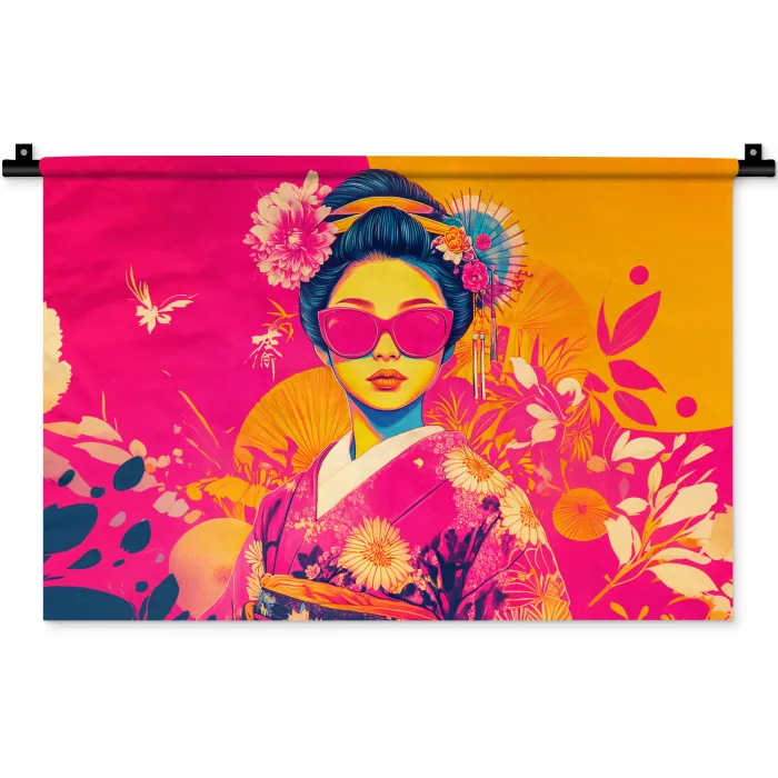 Vrouw - Zonnebril - Abstract - Oranje Wandkleed katoen klein -zz3d