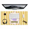 More coffee - Geel - Paars - Strepen - Mok Muismat XXL klein -3d