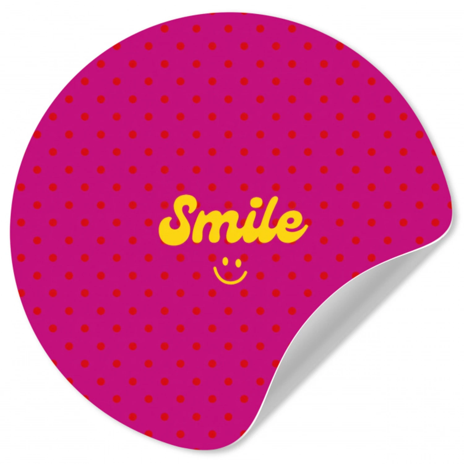 Smile - Stippen - Geel - Smiley - Roze Wandcirkel behangsticker klein -3d