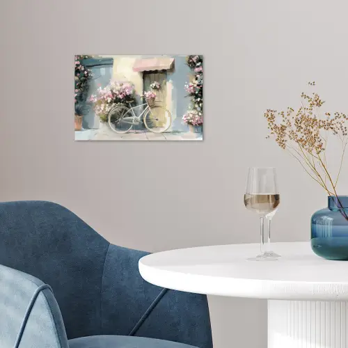 Fiets - Pastelkleuren - Bloemen poster papier klein -sfeer3