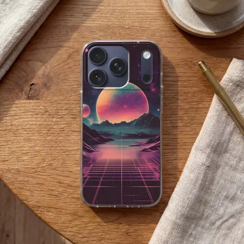 Landschap - Planeten - Horizon - Paars Telefoonhoesje iPhone 17 Pro klein -sfeer1