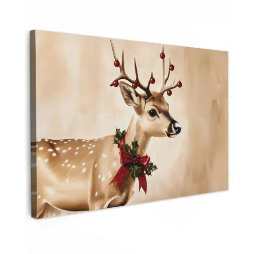 Gewei - Kerst - Rendier - Rood canvas 2cm klein -z3d