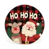 Kerstman - Rendier - Tekst - Rood - Zwart Wandcirkel aluminium klein -3d